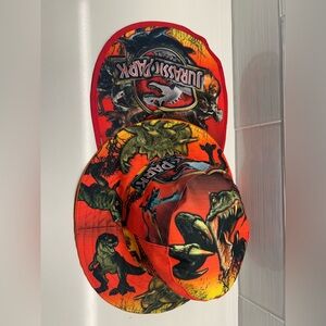 Jurassic Park Kids Bucket Hat - Bright Red Orange Dinosaur Print